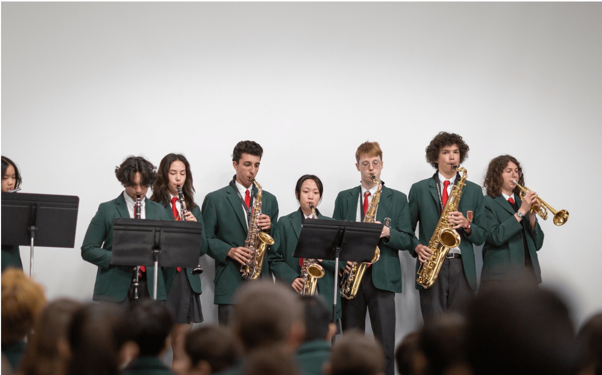 Students playing instruments