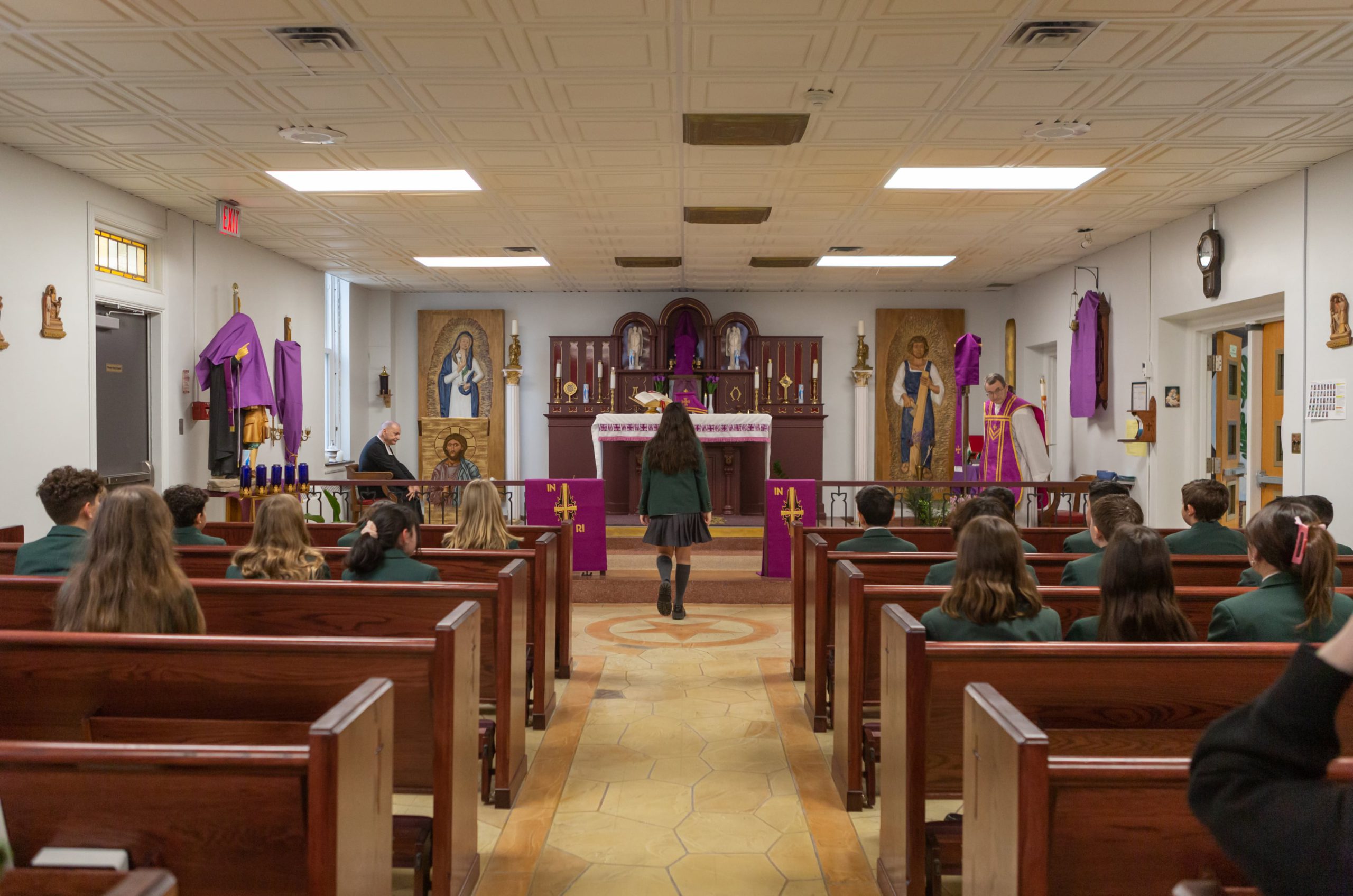 Girl walking down altar